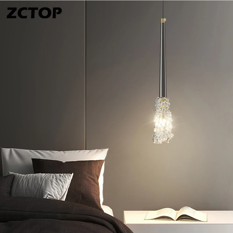 Full Copper Bedside Lights Modern LED Chandeliers Gold Black Pendant Light for Dining Room Kitchen Bar Hotel Decor Hanging Light