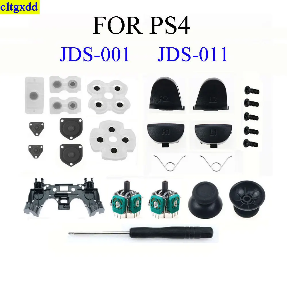 1ชุดสำหรับ PS4 JDM-001/011 Controller L1 R1 L2 R1 R2 Trigger ปุ่ม3D Analog Rocker Conductive ยางด้านใน Bracket