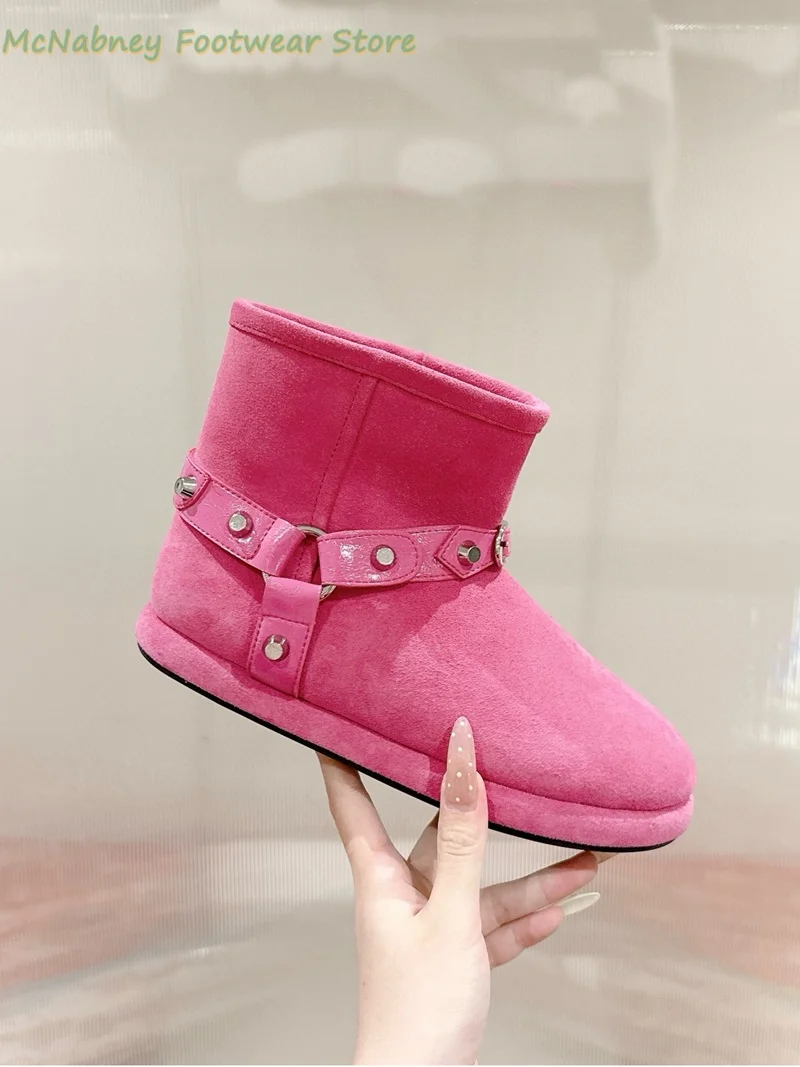 

Зимние ботинки из натуральной кожи в стиле ретро, теплые и нескользящие женские зимние ботинки с пряжкой на ремне, роскошная женская обувь ручной работы