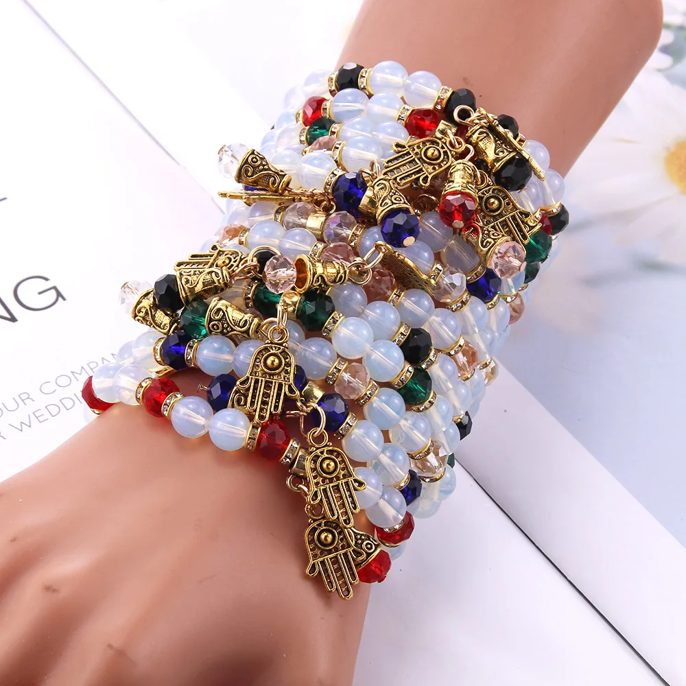 12Pcs/Lot High Quality Color Natural Stone Mixed Bracelet Wholesale Women\'s Fashion Charm Beaded Bracelet Jewelry Simple Style