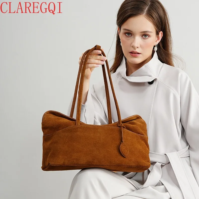 CLAREGQI Fall Bags For Women FashionableCommuting Shoulder Bags Scrub  For Women Leather Handbags For Women RetroNiche Suede Bag