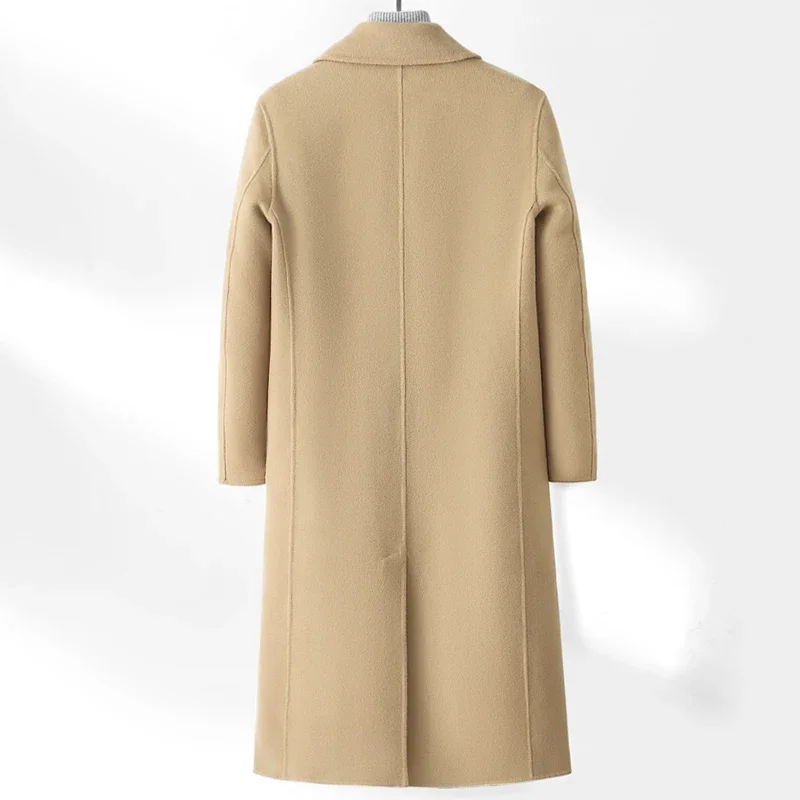 AYUNSUE abrigo de lana de doble cara de gama alta para hombre, gabardina larga por encima de la rodilla de invierno 100% de lana, chaqueta de lana bonita para hombre