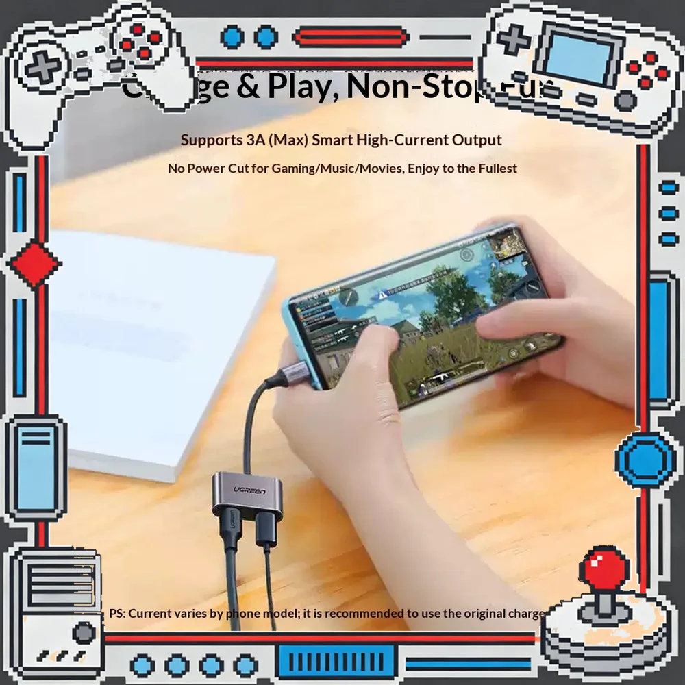 UGREEN 60165 CM232 USB-C to 3.5mm Headphone Adapter 2-in-1 Audio Converter for Android Phones Tablets