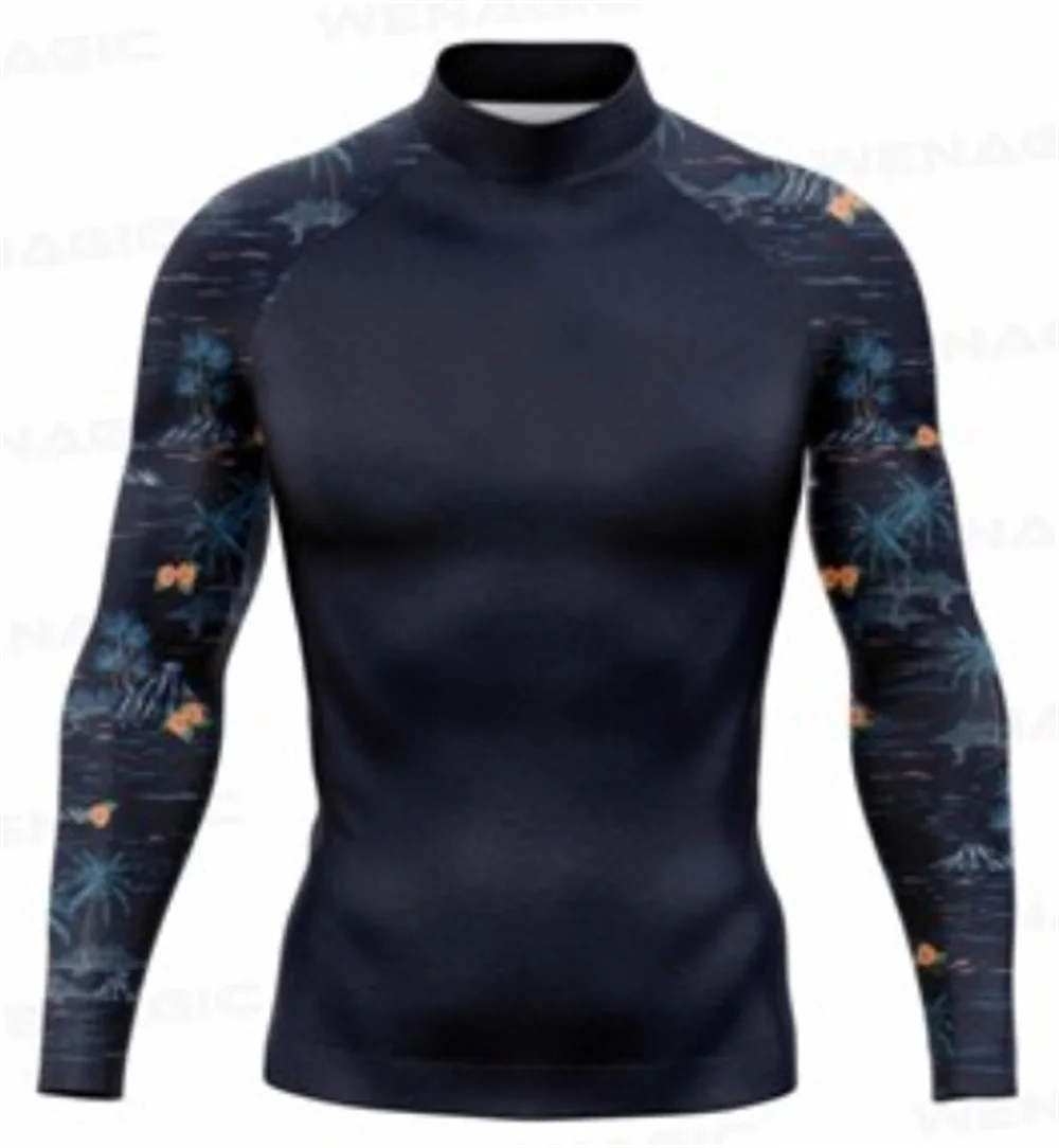 Men Wetsuits Swimming Beach UV Protection Swimwear Rash Guards Long Sleeve Shirts Surfing Diving Swimsuit