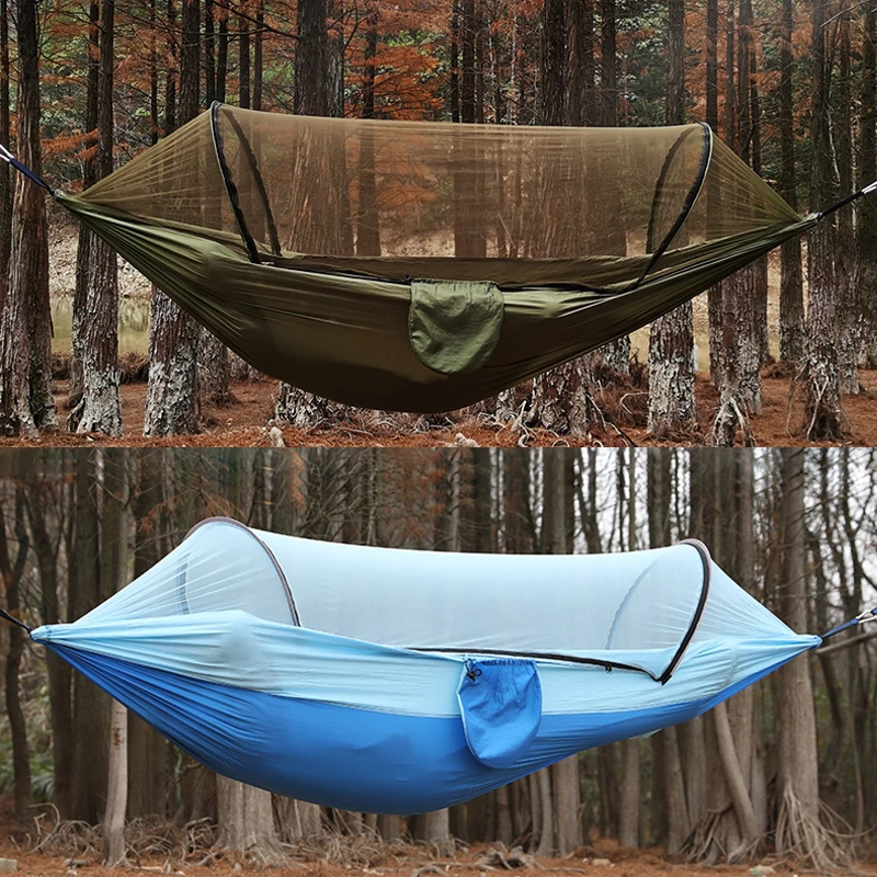 Camping Hammock Automatic Quick-opening Mosquito Net Outdoor Anti-Mosquito Hammock Nylon Rocking Chair 260x140cm