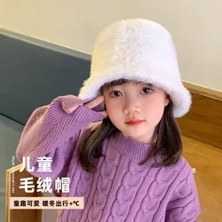 Children's Hat Autumn Winter Warm Bucket Hat Girls' Winter Student 2023 New Plush Bucket Bucket Hat