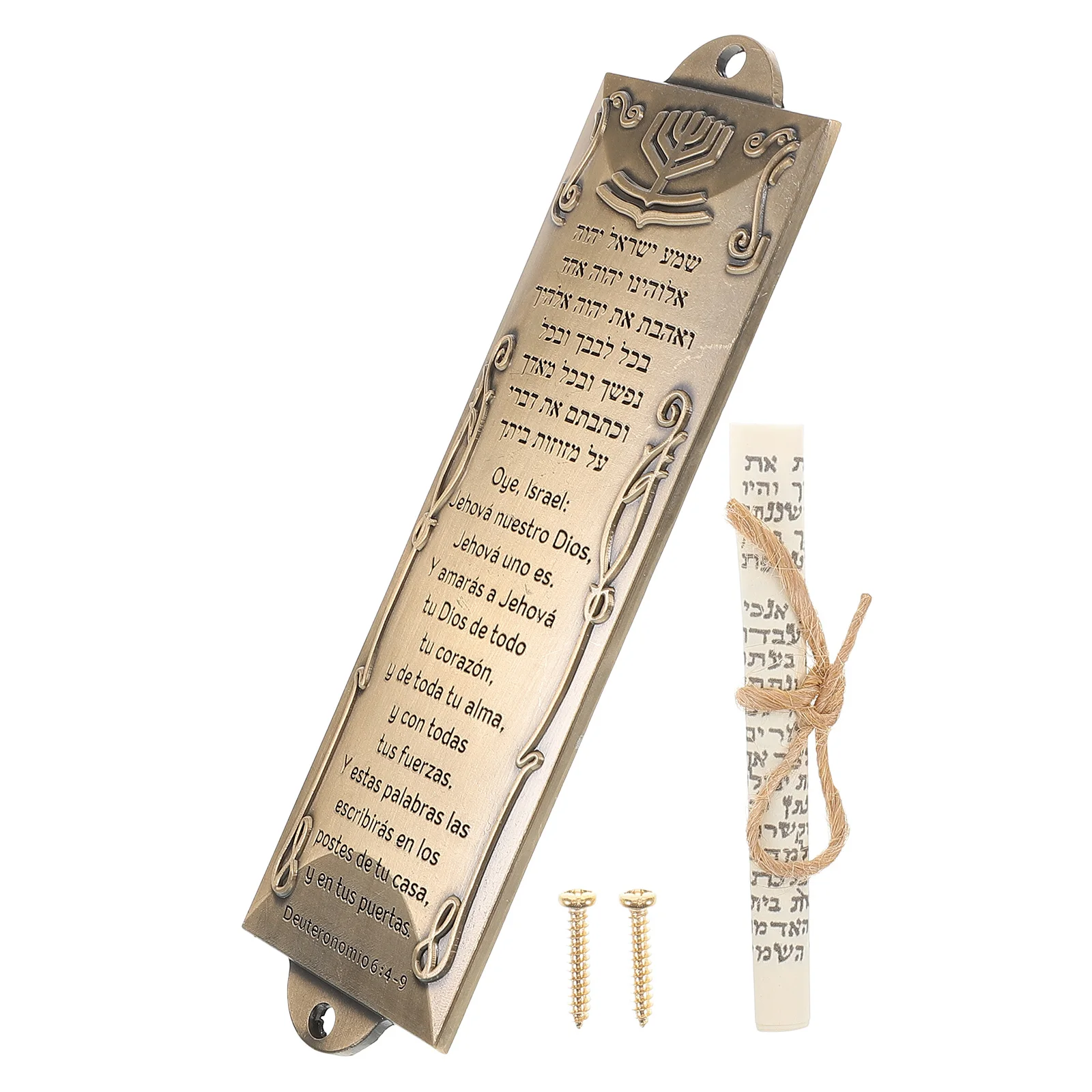 

Metal Mezuzah Case Scroll Door Jewish Mitzvah Home Blessing Religious Holy Hispanic Heritage Decor Hebrew Home Blessing