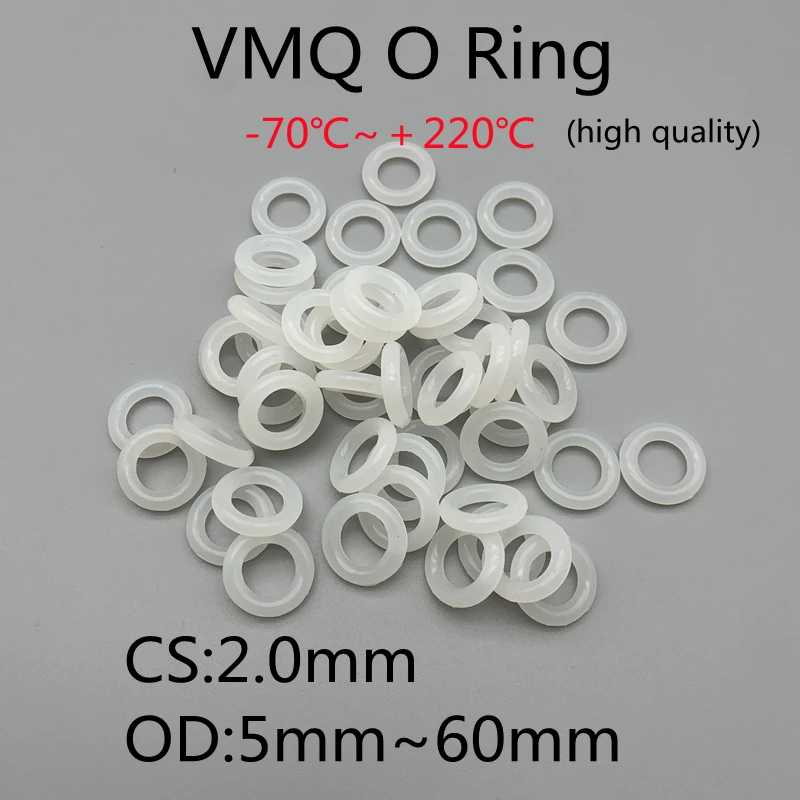 CS 2 White Silicone VMQ O Ring Thickness Washers Gasket Food Grade Sealing Waterproof Insulated Rubber Silicon o-rings