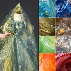 2/3m Gradient Organza Glitter Fabric Stage Decoration Handmade DIY Material Doll Clothes Sewing Fabric Cloth