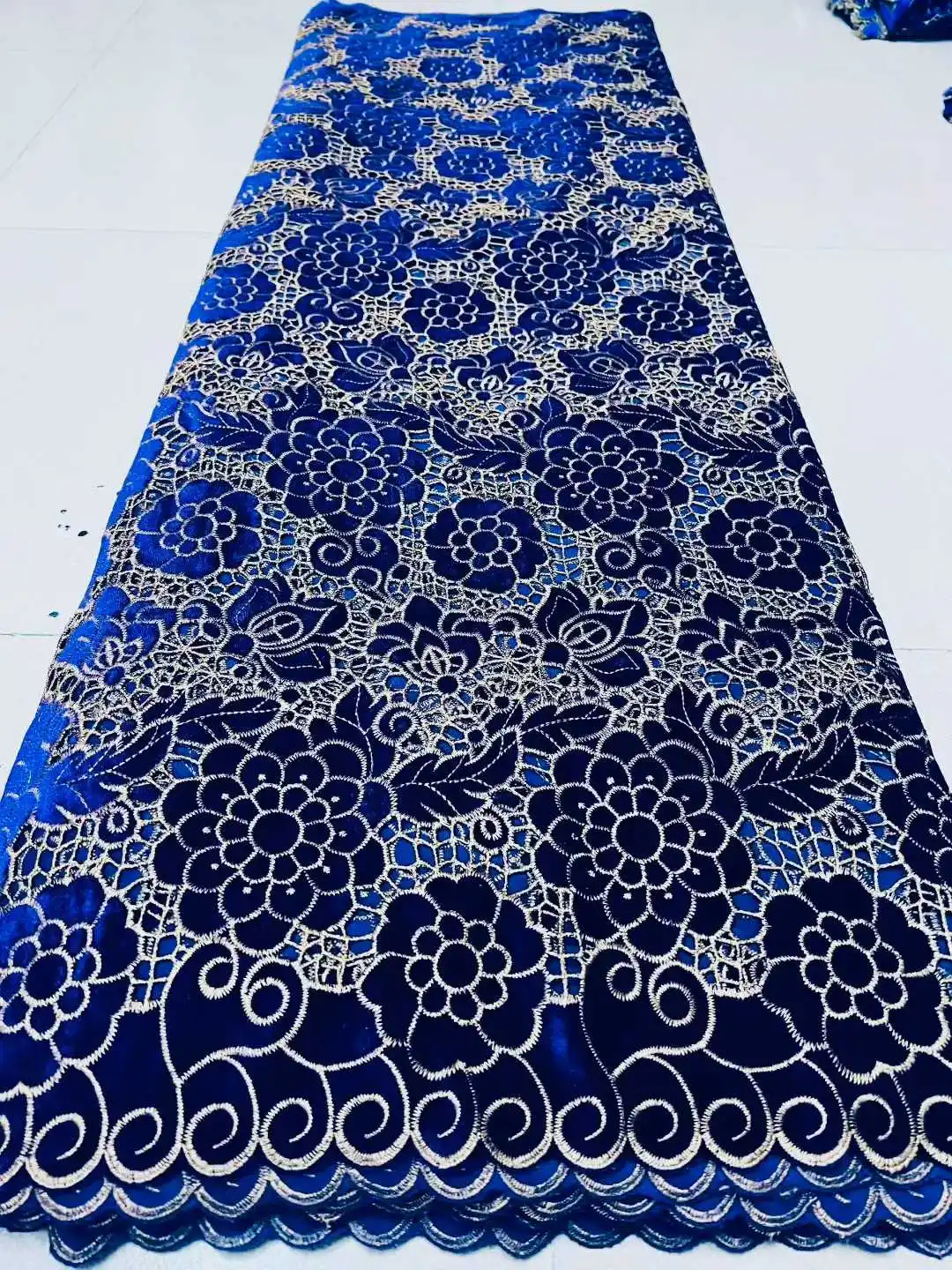 قماش دانتيل مخملي أفريقي جبر حبل لذيذ غزل مخملي مطرز لـ Aso Ebi مادة جميلة للملابس والديكور المنزلي