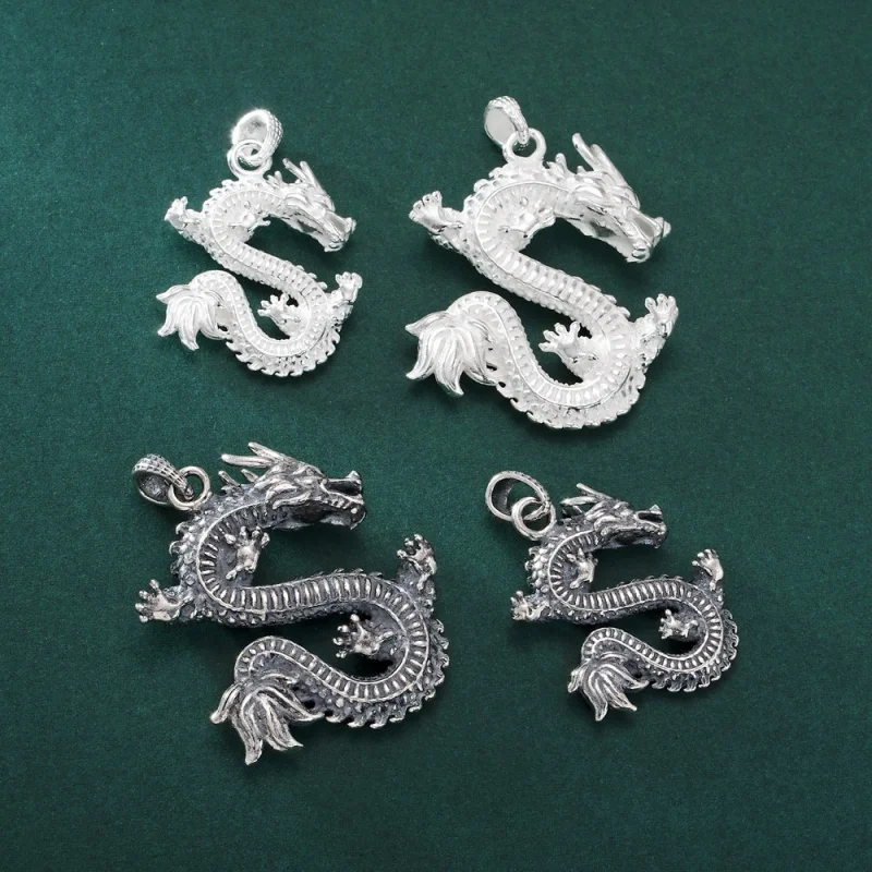 Imagem -02 - Sterling Silver Chinese Zodiac Dragon Amulet Pingentes para Homens e Mulheres Jóias Criativas Nova Moda Bocai-s925