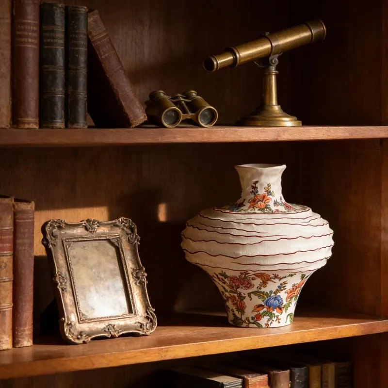 

HP medieval ceramic vase flower arrangement high-end sense, wabi sandy wind new Chinese-style homestay villa