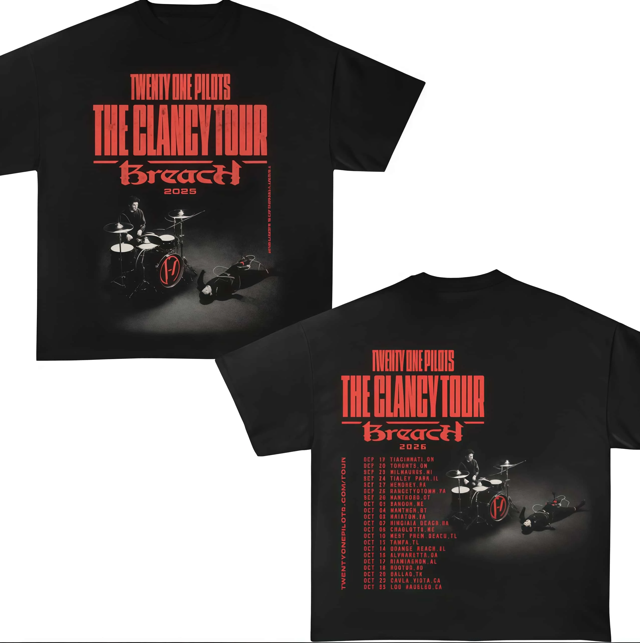 Twenty One Pilots T-Shirt Breach Tour 2026 Unisex Graphic T-Shirt 2026 Summer New Men Women Cotton T-shirt Street Wear Y2K