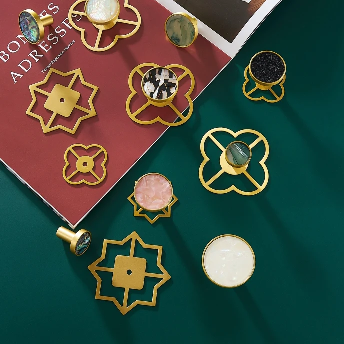 Brass Furniture Handles Shell Simple Nordic Pastoral Wardrobe Dresser Knobs Cupboard Cabinet Drawer Round Colorful Pulls