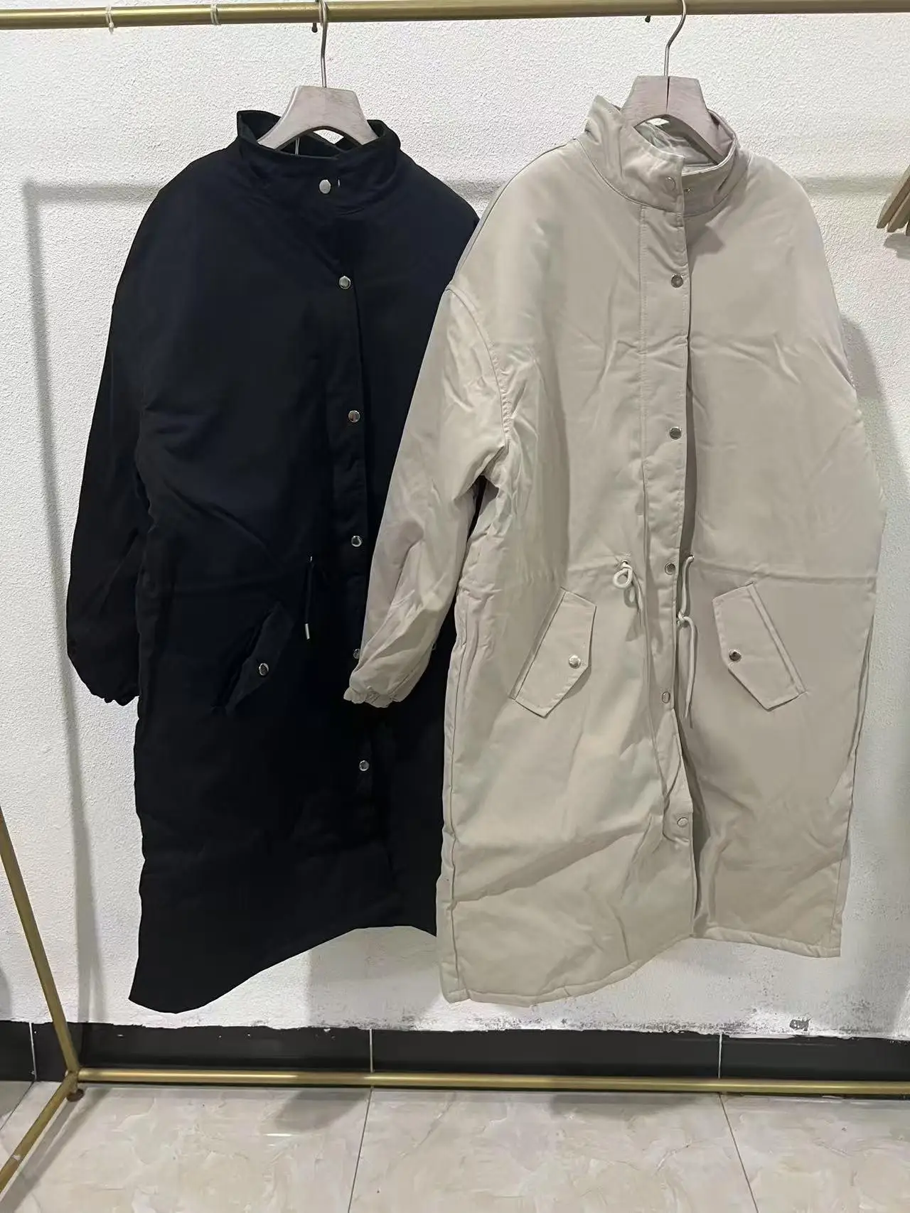 Women Parkas Long Coats Jackets Stand Collar Drawstring Coat Thick Warm Y2k Streetwear Jacket Work Outerwear Autumn Winter