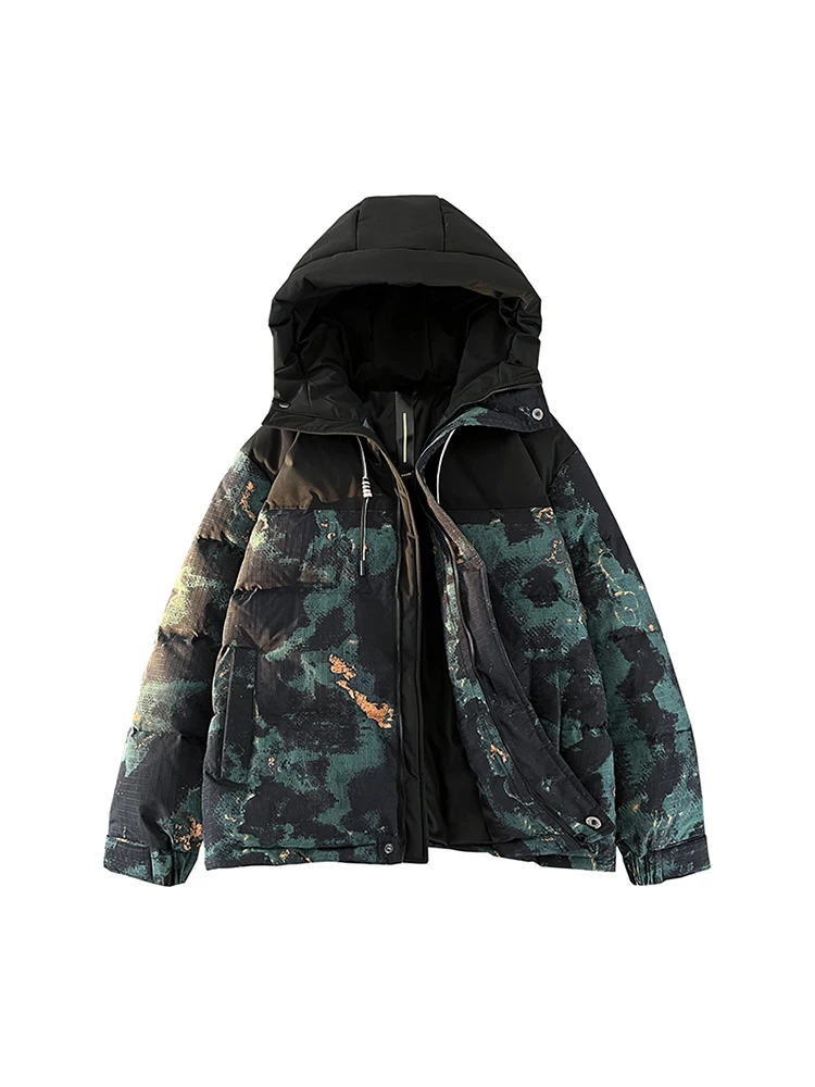 

90 down Loose Fit Short Men's Puffer Jacket Fashionable Camouflage Winter Coat Warm Outerwear Youth Popular Polyester Fiber