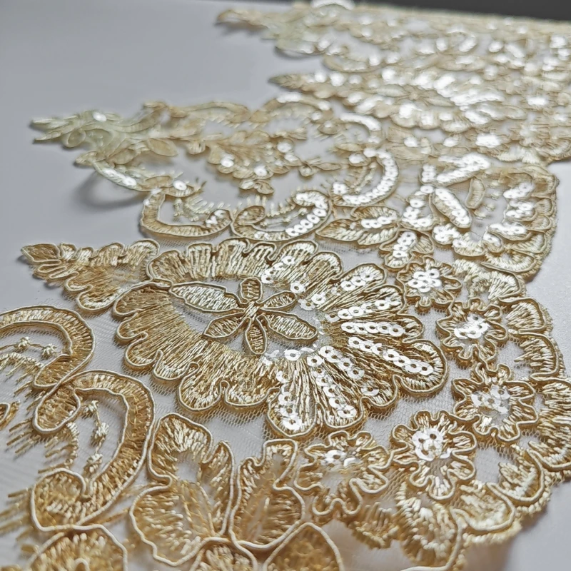 Polyester Car Bone Sequin Embroidery Lace Edge, Handmade DIY Home Decoration Accessories, 5Yards per Lot, Width 22cm, RS4803