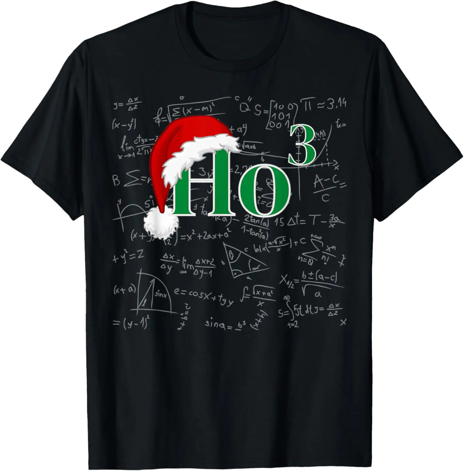 Ho cubed Ho3 Navidad Santa Hat Ho-Ho-Ho profesor de matemáticas camiseta divertida