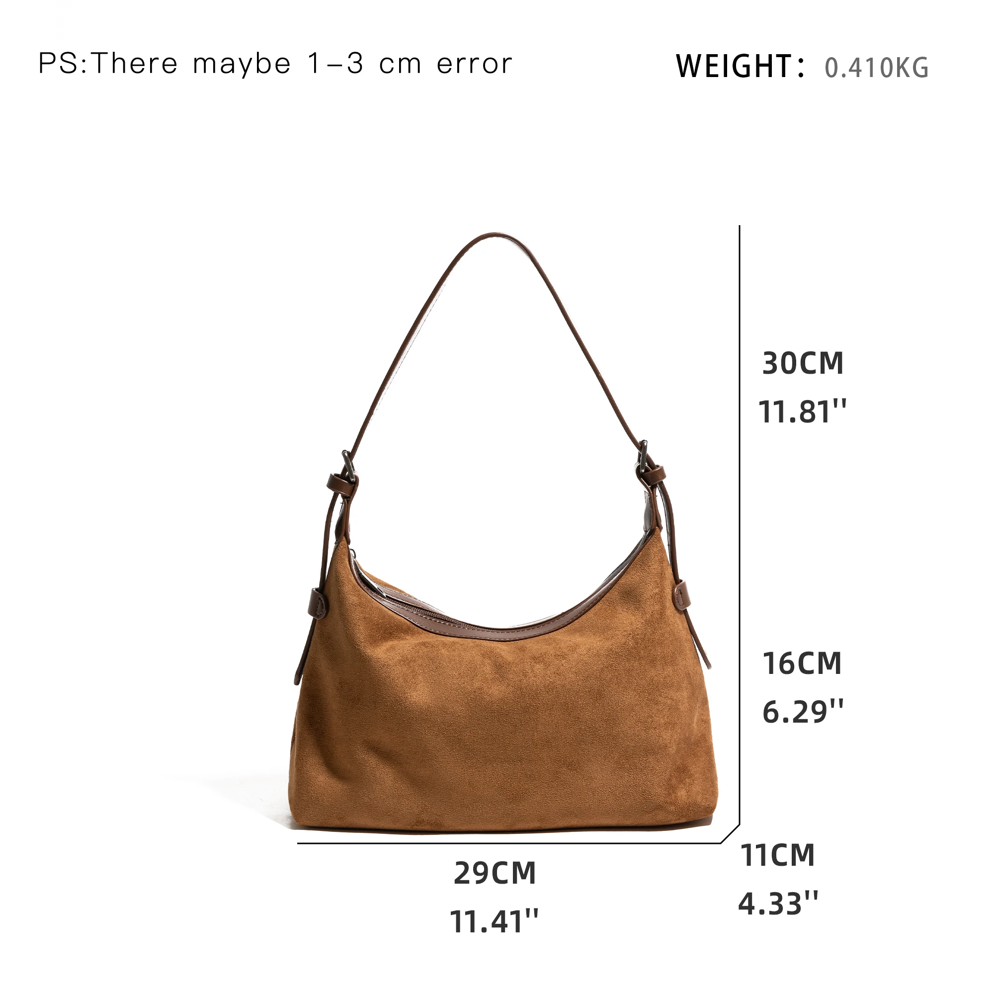 CKKUI Retro Faux Suede Zipper Lady Purses and Handbags Vintage Commuter Travel Trendy Outdoor Versatile Crossbody Shoulder Bag
