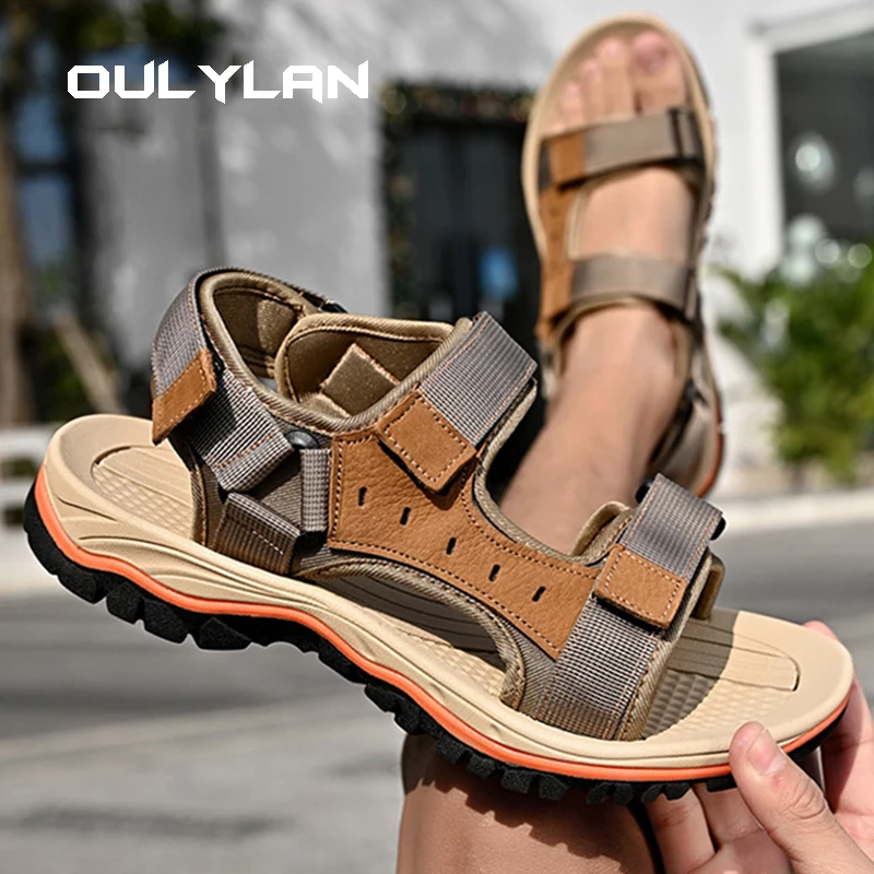 

New Fashion Summer Leisure Men Shoes Beach Sandals High Quality Genuine Leather Sandals Soft Large Size Men's Sandals Size 38-47