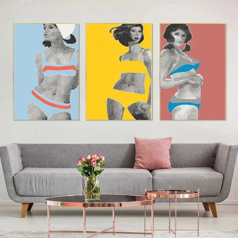 

Modern Pop Art Colour Girls' Swimwear Towel Posters and Prints Canvas Printing Wall Art Picture for Living Room Home Decoration