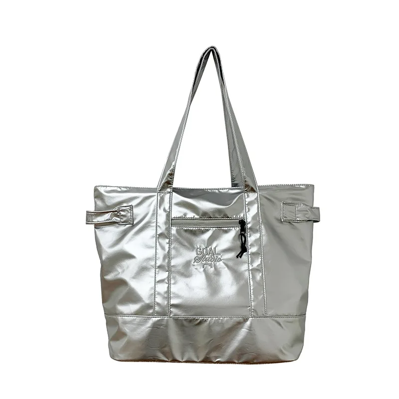 

Large Capacity Casual Commuter Women's Bag 2025 New Fashion Silver Tote Bag Multifunctional Shoulder Bag Female Shopping Bags