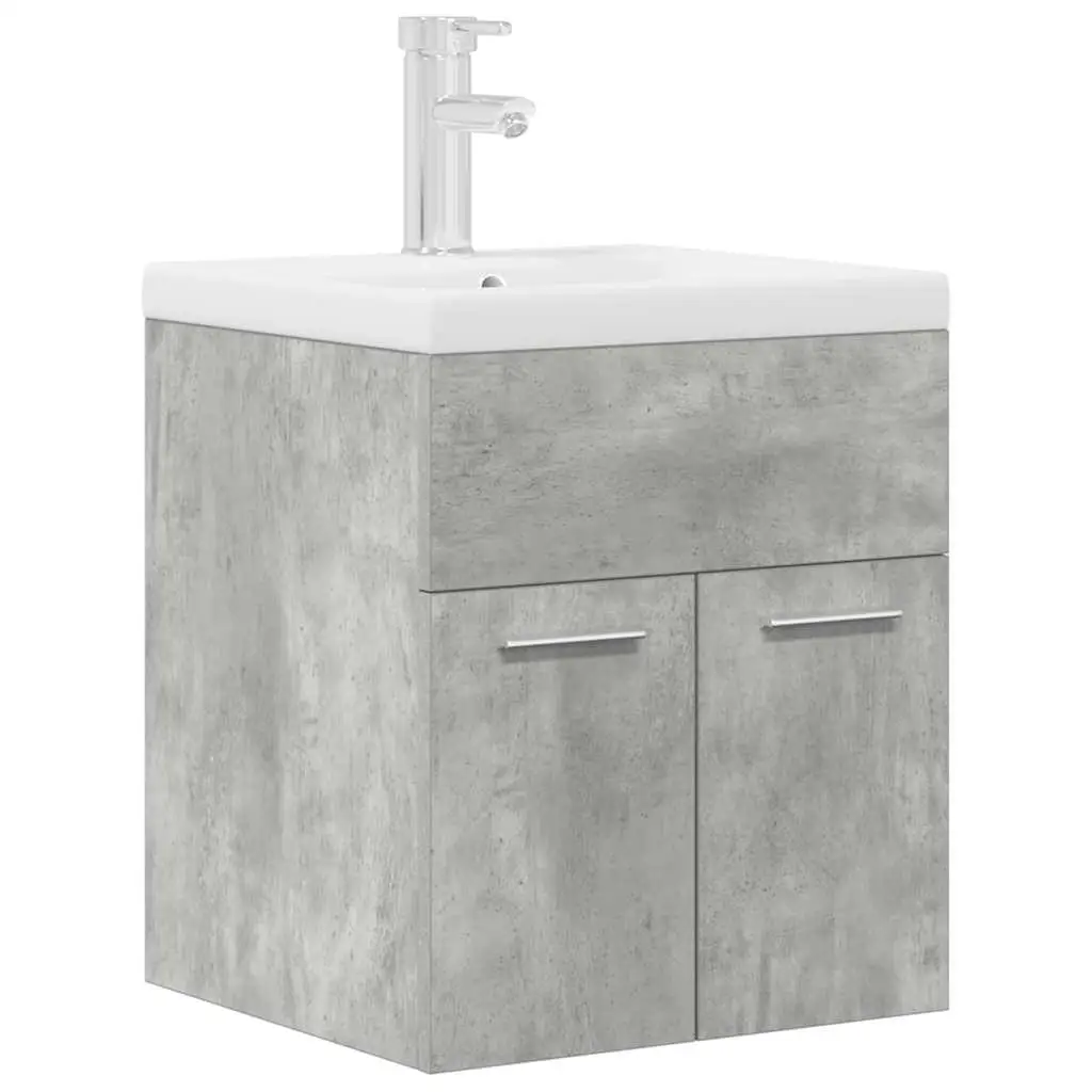 Bathroom Sink Cabinet Concrete Grey White Engineered Wood Ceramic