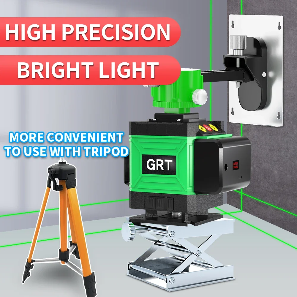Laser Level 12 Line 3D Self-Leveling 360 Horizontal and Vertical Cross Construction Level Green Line Laser Level Nivel Láser