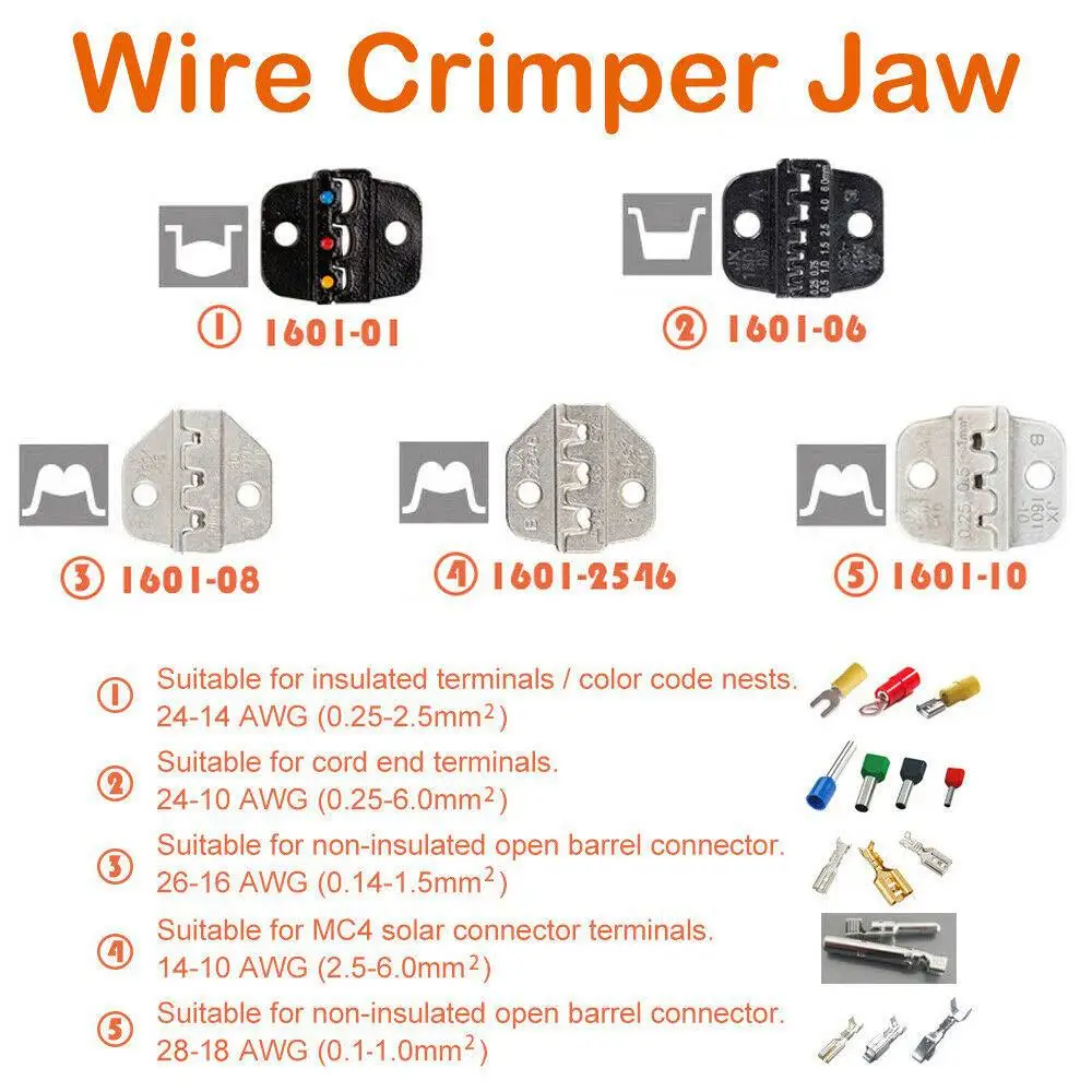 0.25-6 mm2 Wire Crimper Multi Tool Engineering Ratchet Cord End Terminals Crimping Pliers JX-1601-6/JX-1601-8/JX-1601-2546