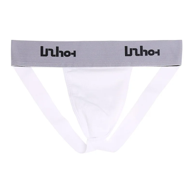 Men's Bulge Jockstrap Cotton Ribbed Gays Low Rise Sexy Breathable Underwear for Squats Workout Athletic Support Thong Underpants