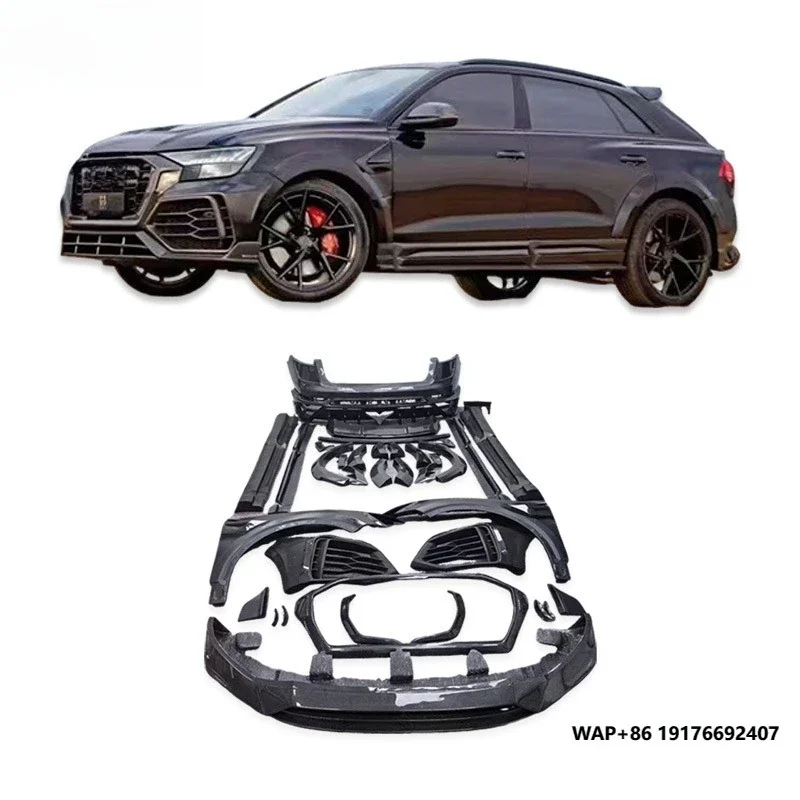 For ’Audi Q8 RSQ8 Upgraded Mansor Style Carbon Fiber Car Bumper Wheel Arches Mudguards Side Skirts Rear Diffuser Body Kit