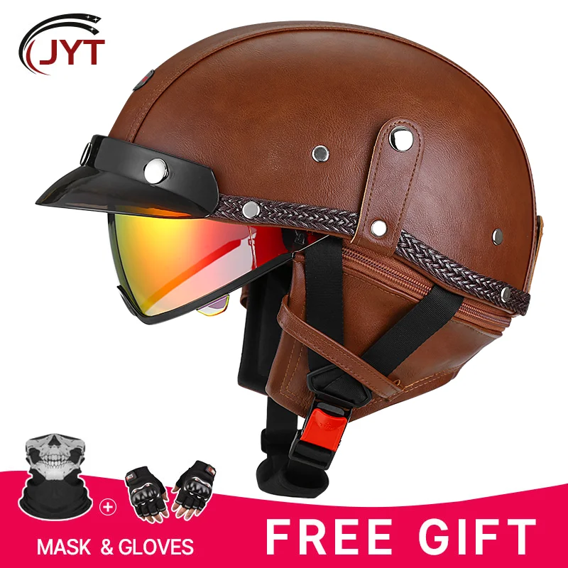 

Retro motorcycle helmets half helmets pedals cruise leather half helmets cruising motorcycles are suitable capacetes de moto