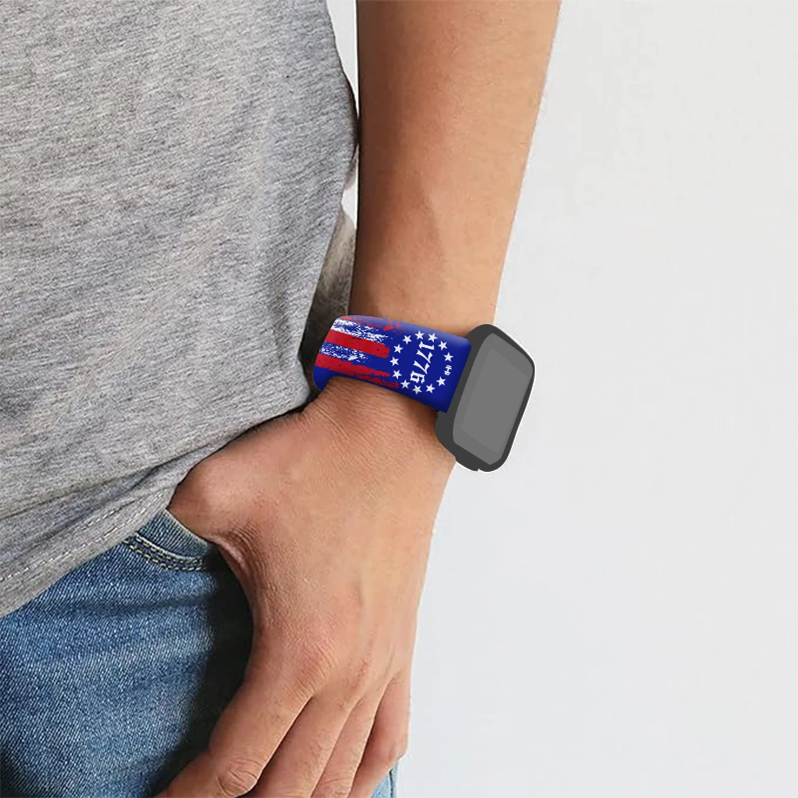 미국 1776 애플워치용 스트랩 11 10 9 8 7 실리콘 밴드 교체 가능한 팔찌 iWatch49mm 44mm 42mm 38mm 시계줄