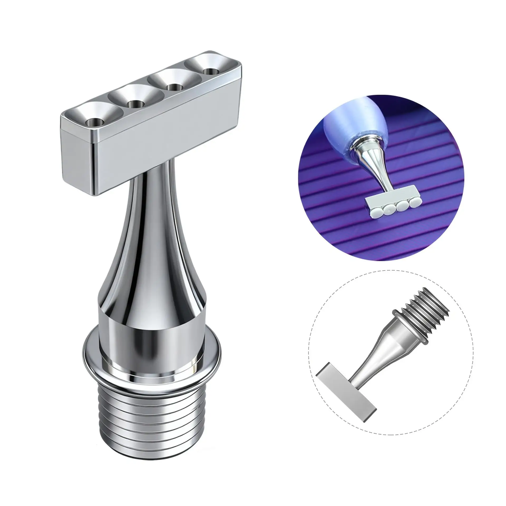 Einzeln erhältlich/Modelloptionen verfügbar, Edelstahl-Schraubverschluss Multifunktionaler Vakuum-Diamantmalstift-Ersatzkopf-Set, Hohle Ersatz-Diamantmalstiftköpfe (1/2/3/4/5/6/Gebogene Spitze) – Detail 8
