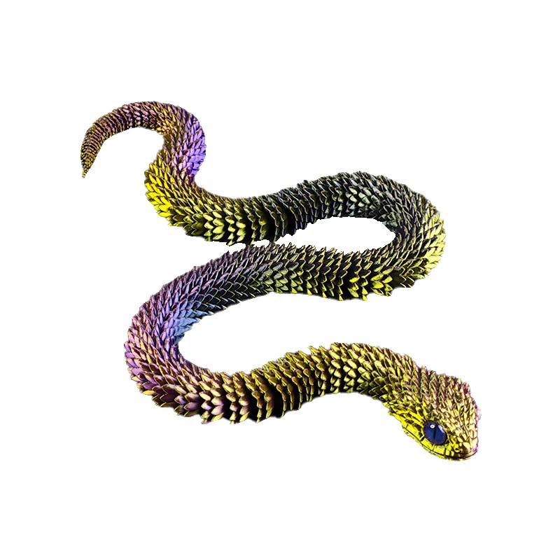 Action Figure 3D Printed Snake Articulated Bush Viper Toy-Dragon Snake Integrated Joint Mobility Statue Ornament Home Decor Gift