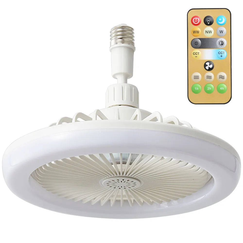 LED ceiling fan light E27 with remote control dimming living room study bedroom home use 85-265V silent fan light