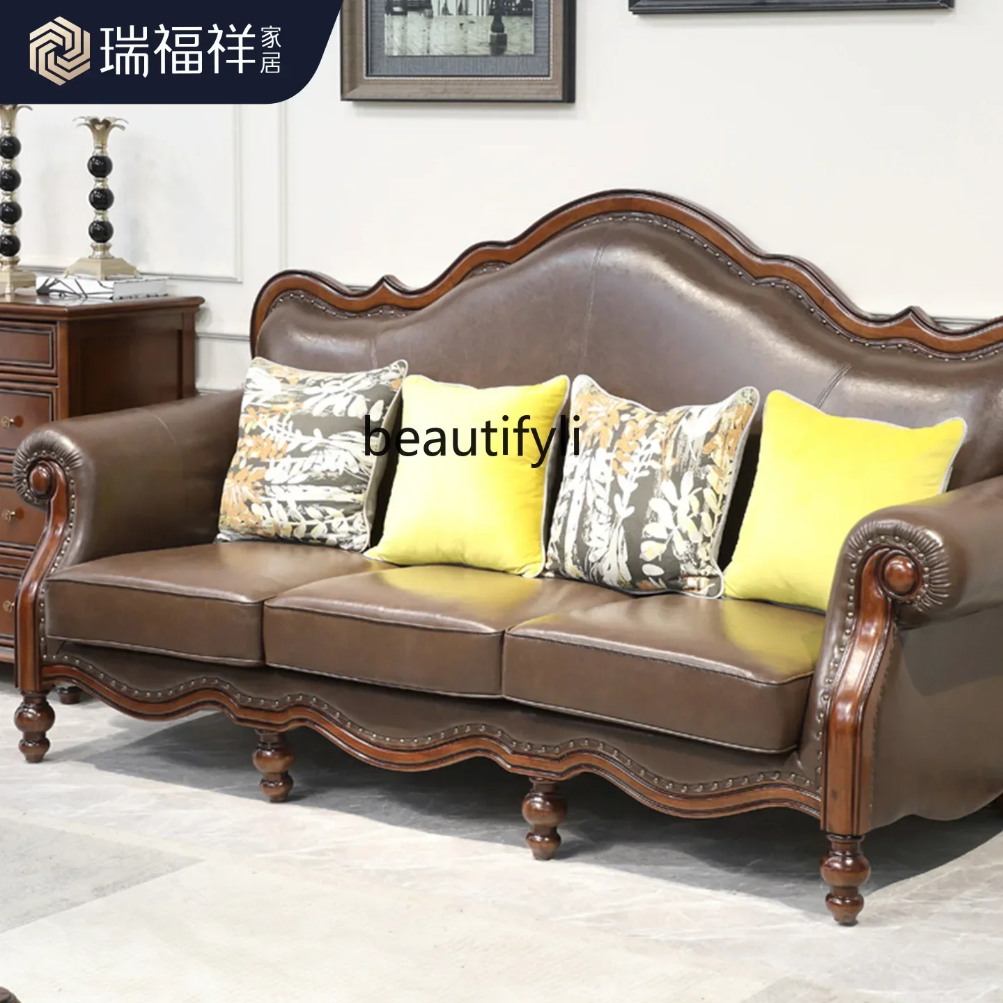 C89 American leather sofa living room first layer cowhide sofa European sofa combination 123