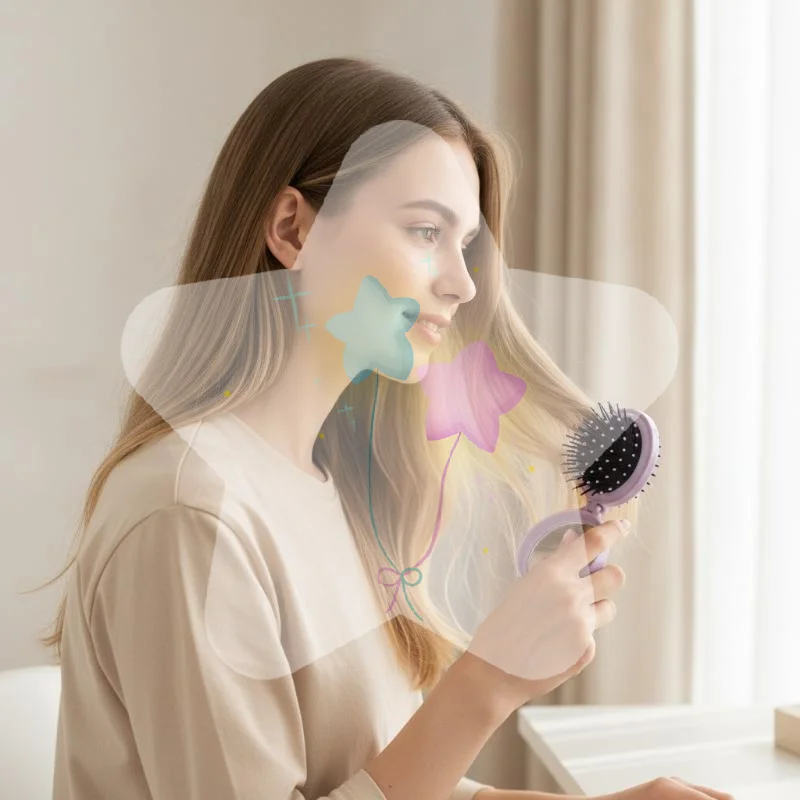 Mini Foldable Air Cushion Hair Brush Built-in Mirror Soft Massage Bristles Scalp Massager for Women Travel Hair Care