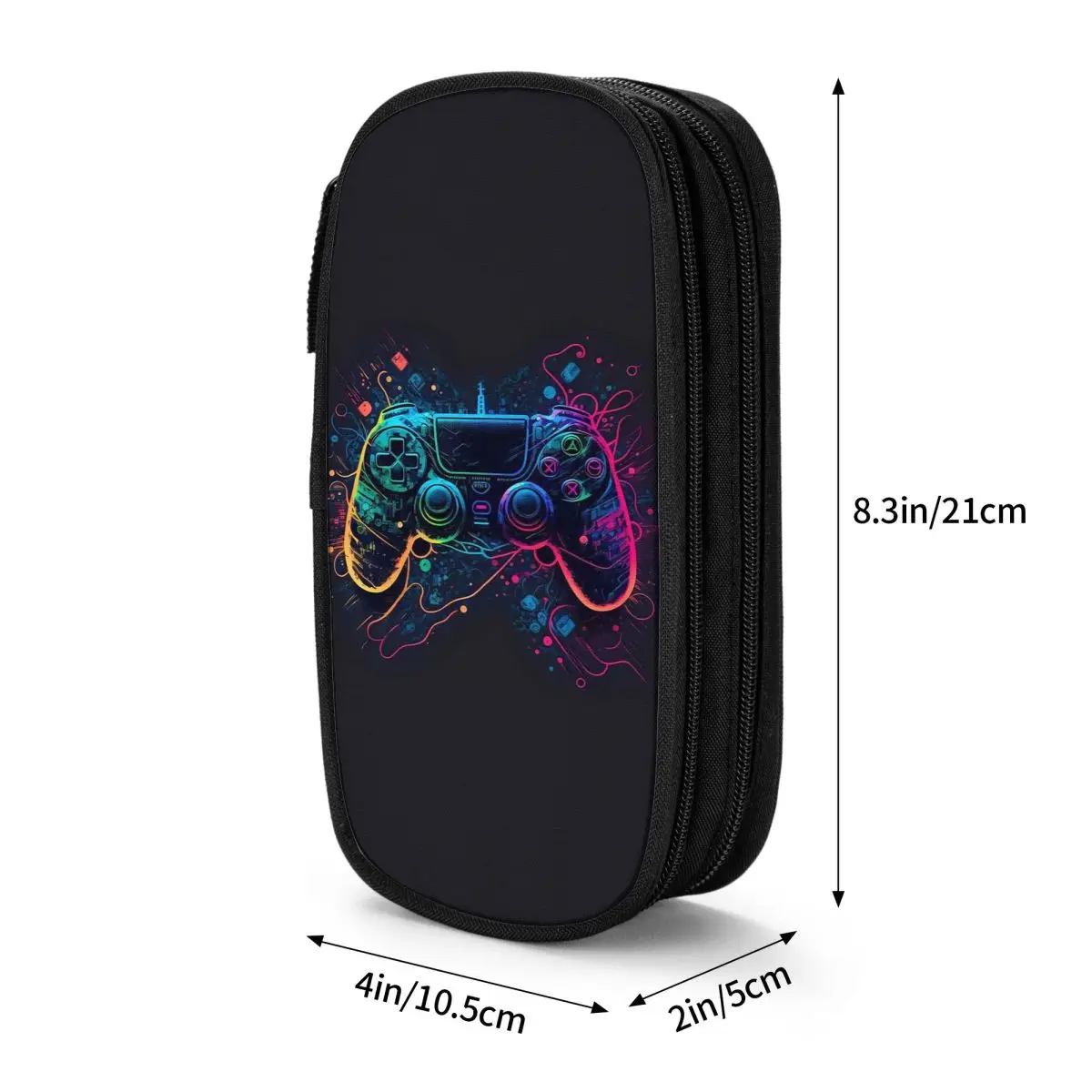 Neon Light Game Controller Gamepad Pencil Case for Students Gifts Pen Box Pencil Bag Stationery Supplies Pen Holder Bag
