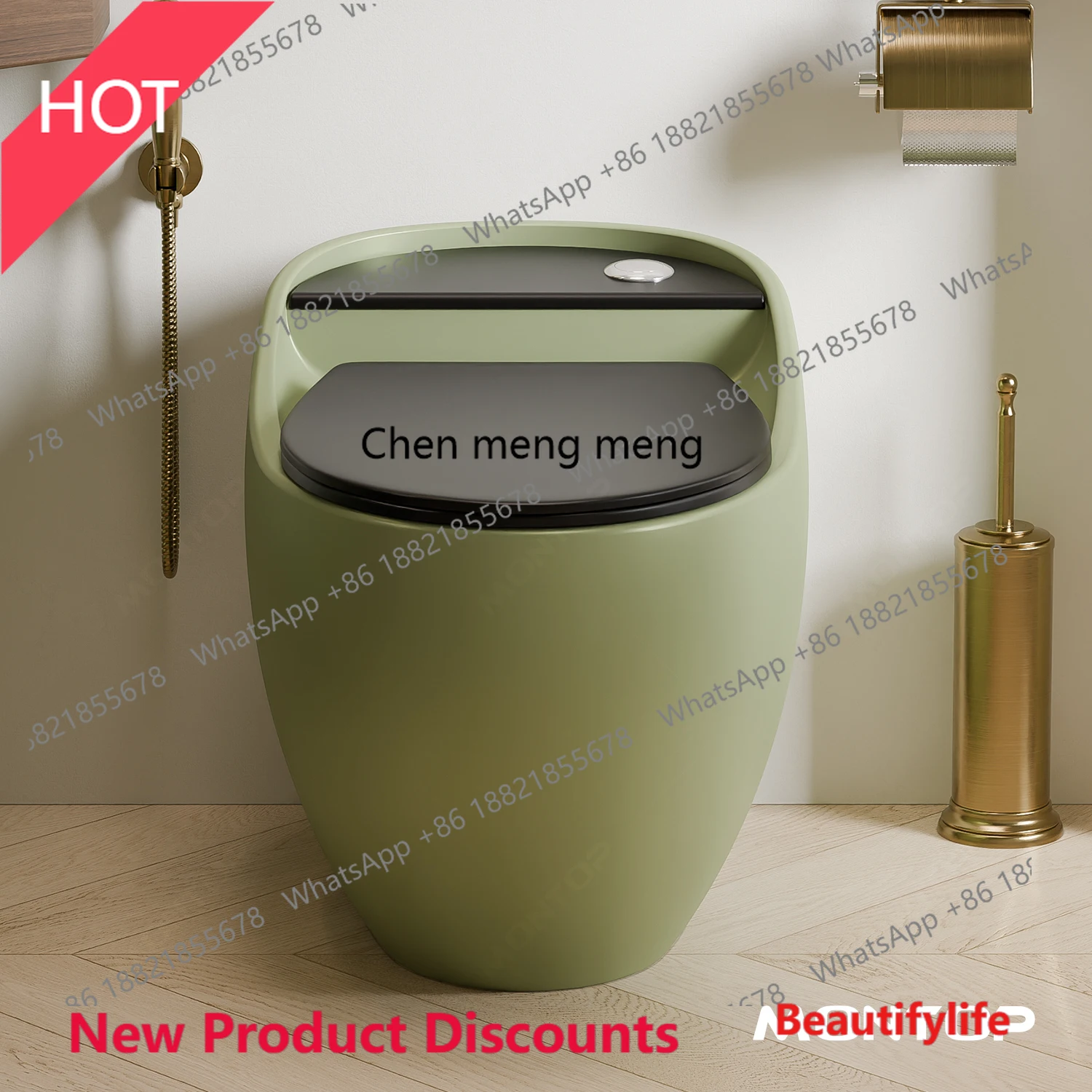 

P32 Retro green siphon ceramic toilet deodorant, anti-blocking and splash-proof household toilet toilet