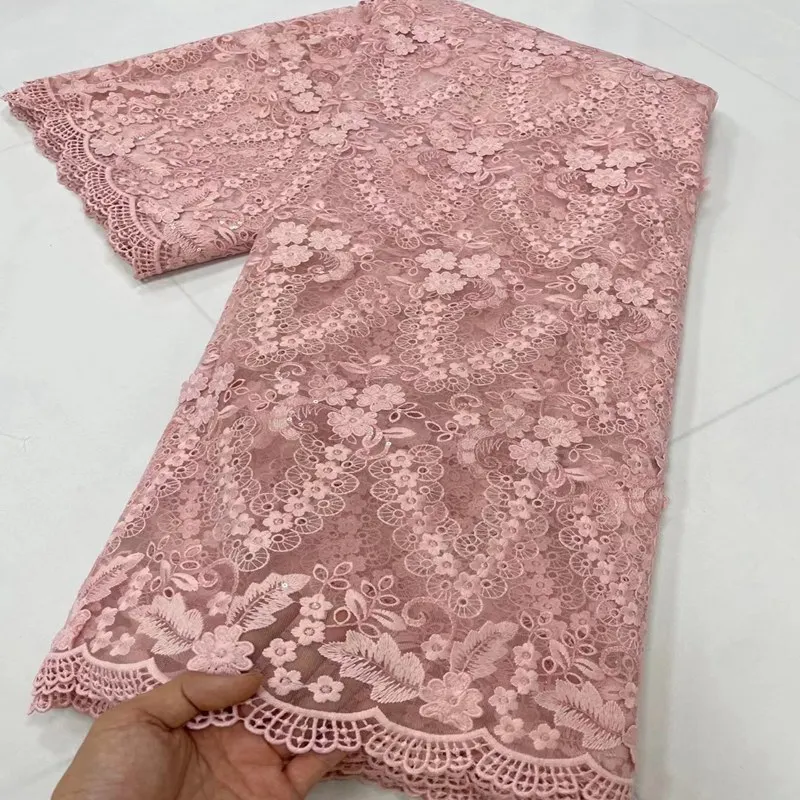 Embroidery French Lace Tulle Mesh Fabric Newest Nigerian Net Garment Cloth TS1880