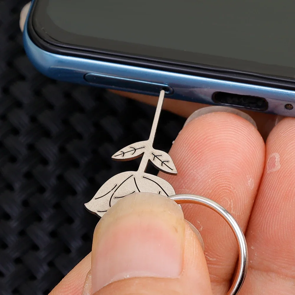 1-10PCS Creative Rose Shape SIM Card Tray Ejector Eject Pins Keychain For iPhone Samsung Xiaomi Metal Removal Card Needle Tool