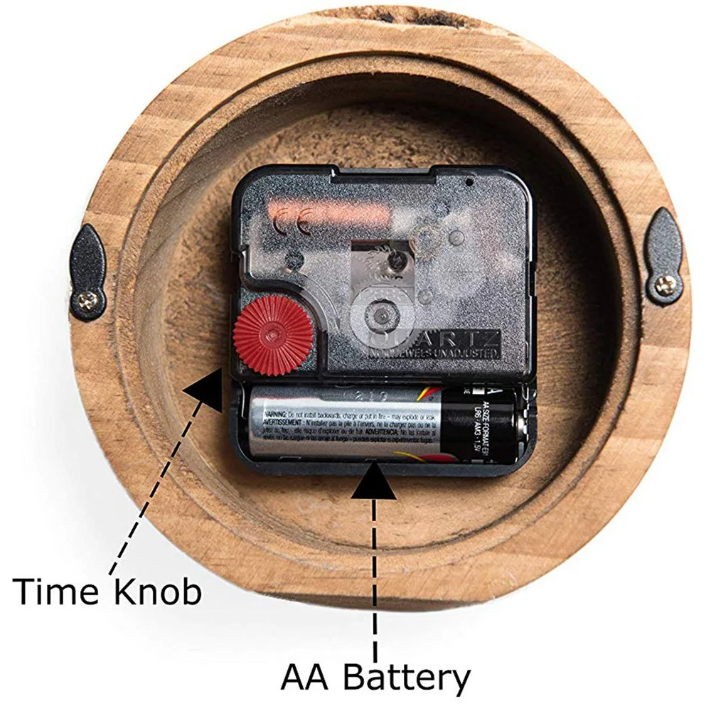 A32I Wooden Desk & Table Analog Clock Made Of Genuine Pine(Dark)-Battery Operated With Precise Silent Sweep Mechanism