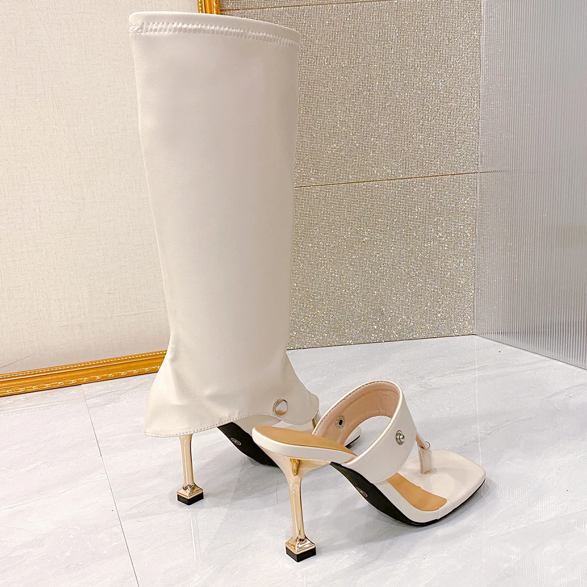 2026 Neue Zehenkappen-Stiefel für Damen: Stiletto High-Heel Overknee-Stiefel und Slipper – Detail 14