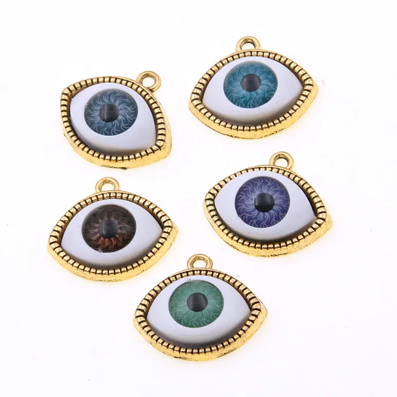 10PCS 6 Color 19*22mm Charms New Product   Double Eyes Vintage Zinc Alloy  DIY Jewelry Bracelet Necklace Metal  Carft Finding