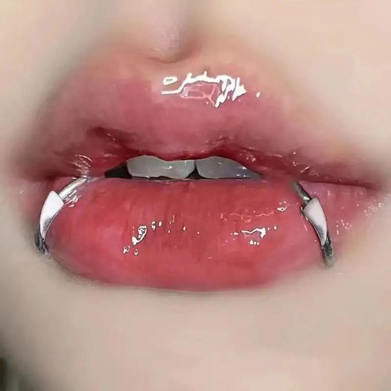 C1FC Metal não perfurando vampiros presas lips ornament Lip clip textura aço inoxidável presente para entusiastas do