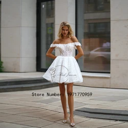 Gorgeous Boat Neck Wedding Dress For Women Sweetheart Applique Elegant Bridal Gown Back With Zipper Mini Vestido De 2024