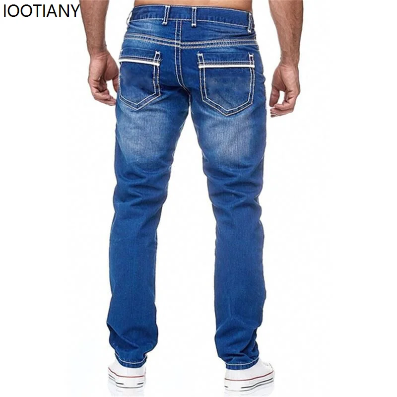 جينز مستقيم للرجال مغسول بدون فتحة جينز للربيع والصيف جينز صديقها ملابس خروج فضفاضة غير رسمية سراويل طويلة من قماش الدنيم #3