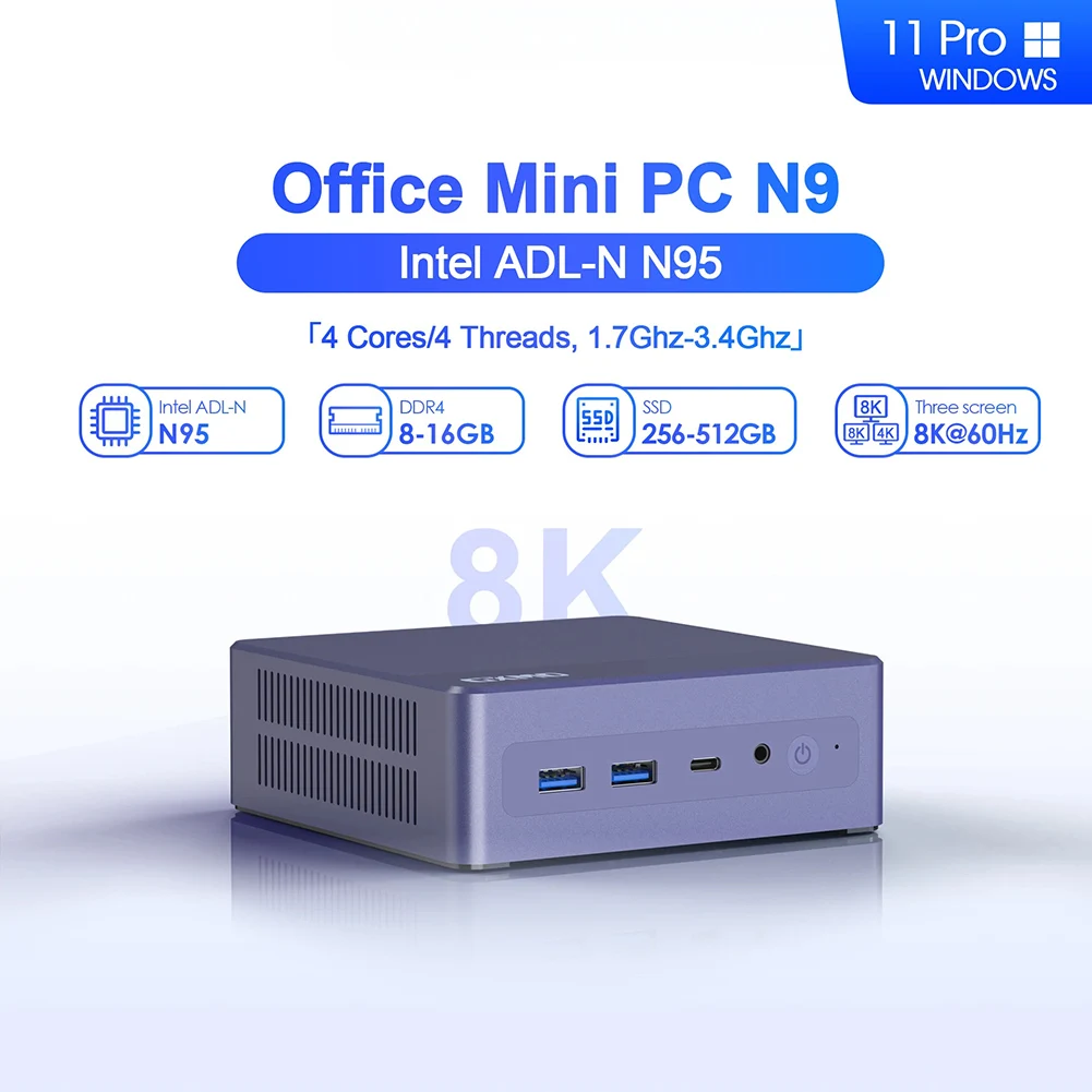 

N95 Mini PC 1 X DDR4 8GB RAM 256GB/512GB M.2 SSD Gamer Desktop Gaming Computer 2.4G+5.8G WIFI +BT Mini Computer Desktop PC