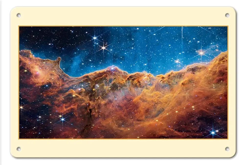 Pacifica Island Art Carina Nebula From Webb Space Telescope - Color Photo c.2022- Vintage Metal Tin Sign